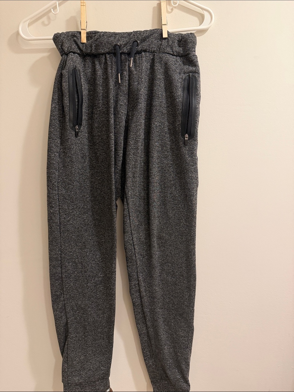 Kids Dark Gray Drawstring Jogger Pants with Zipper Pockets
